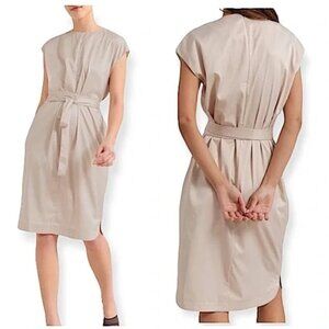 Modern Citizen Joanne Satin Sheen Knee Length Sleeveless Dress, S, Cream